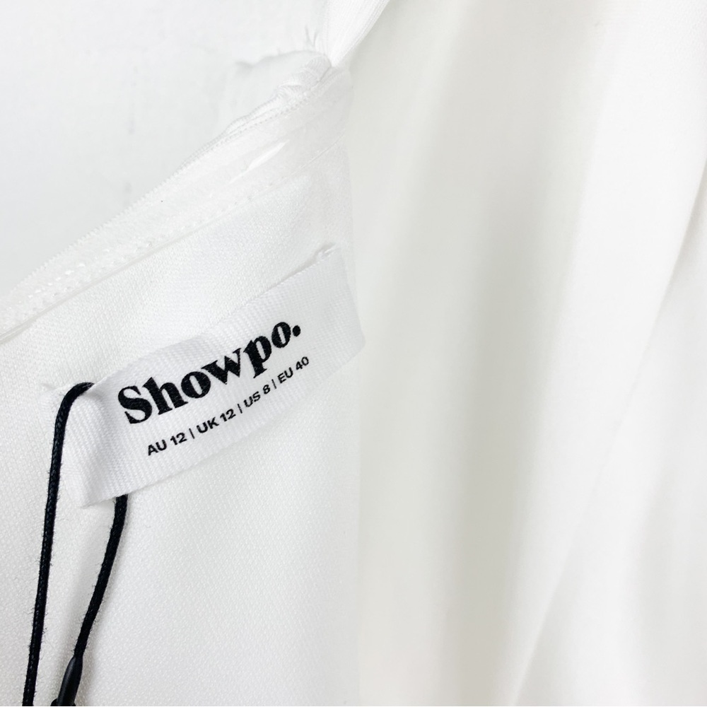 NWT Showpo. Ynes Off The Shoulder Corset Split Bridal Gown in Ivory Sz 8 - Picture 9 of 12
